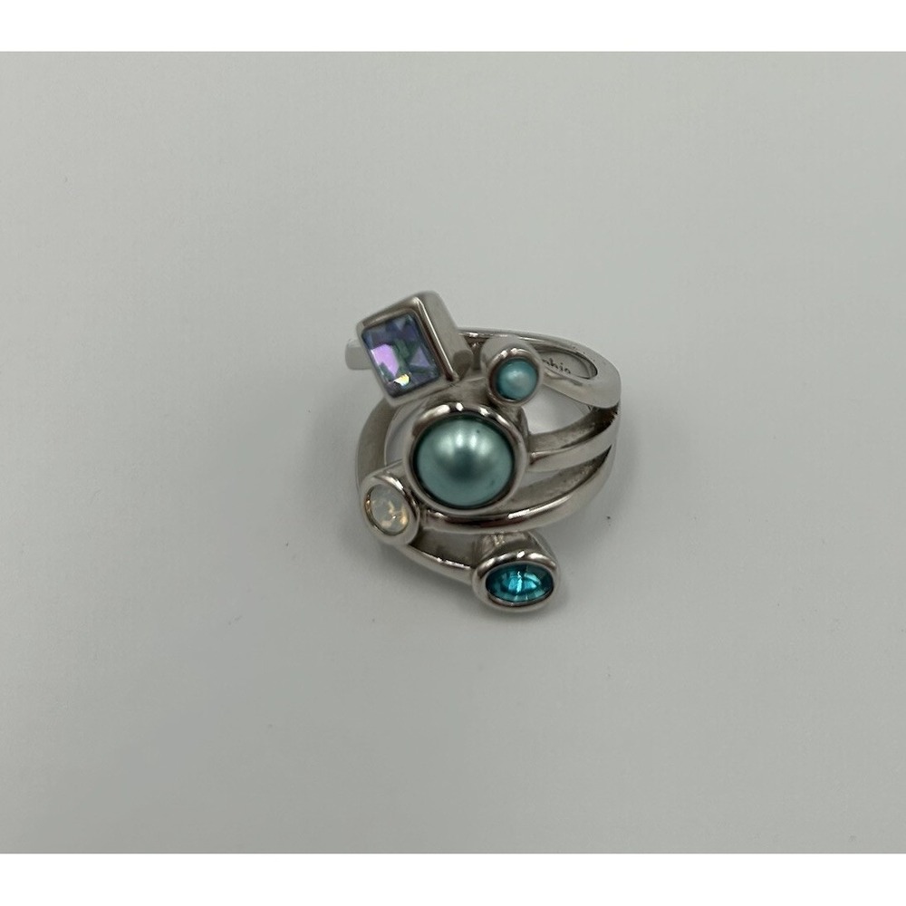 Lia Sophia Celestial Design Women's Ring Silver Tone 5 Stones Size 7 - Picture 2 of 6